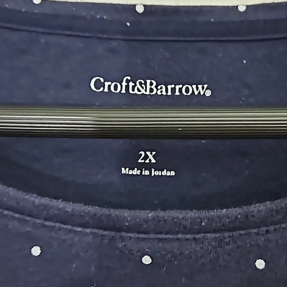 Croft and Barrow Blue Nautical Preppy Casual Plus Polka dot shirt Size 2X - Picture 3 of 4